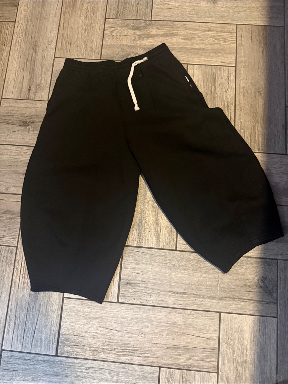 Kids Black Drawstring Jogger Shorts